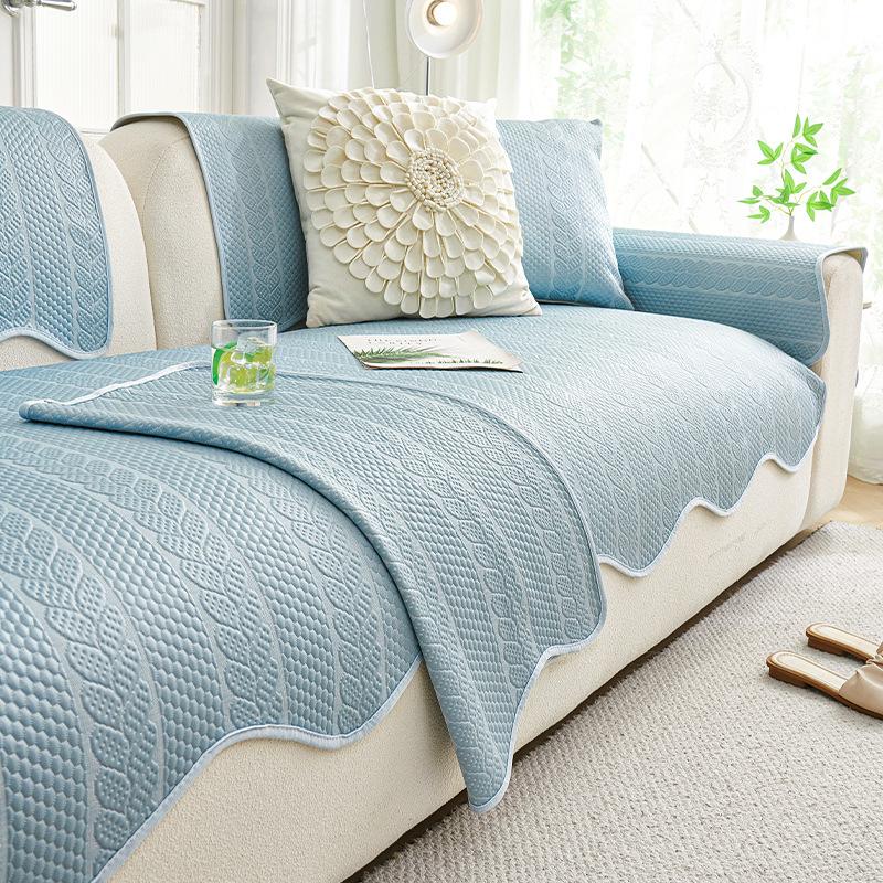 Ice Silk Sofa Cover for Living Room Non-slip Sofa Towel for Summer 2023 New Modern Simplesolid Color Sofa Cover Backrest Cover