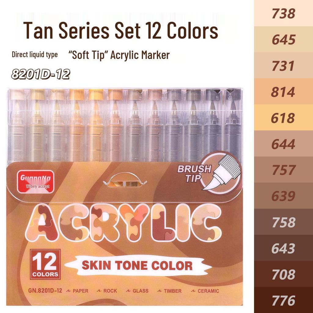 Guangna 8101 Soft Tip Acrylic Marker Set - 288 Colors for DIY, Graffiti, Body Painting & Art Projects