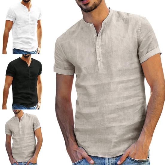 Shirt Short Sleeve Breathable Casual Men Single-breasted Shirt for Daily Life