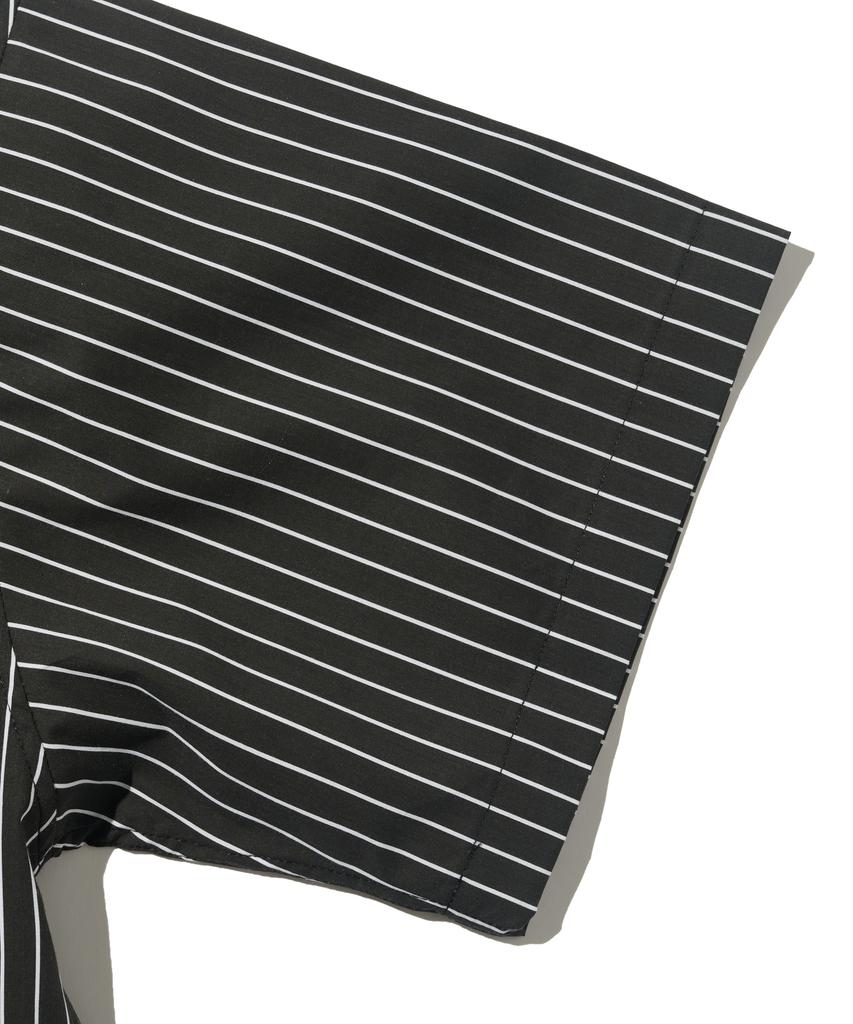OTHERFITS Deep Line Stripe Crop Shirt (Black)