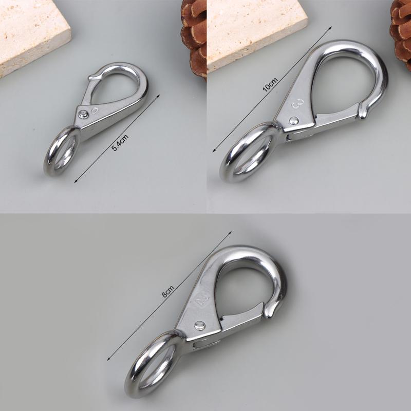Heavy Duty Stainless Steel 304 Spring Snap Hook Rigid Loaded Fixed Eye Clip Carabiner Universal Marine Boats Clip Dock Hardware