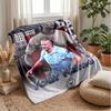 Erling Haaland Custom Name Text Flannel Blanket Soccer Logo Personalized Fleece Throw Blanket Special Gift For Sofa Bedroom Home