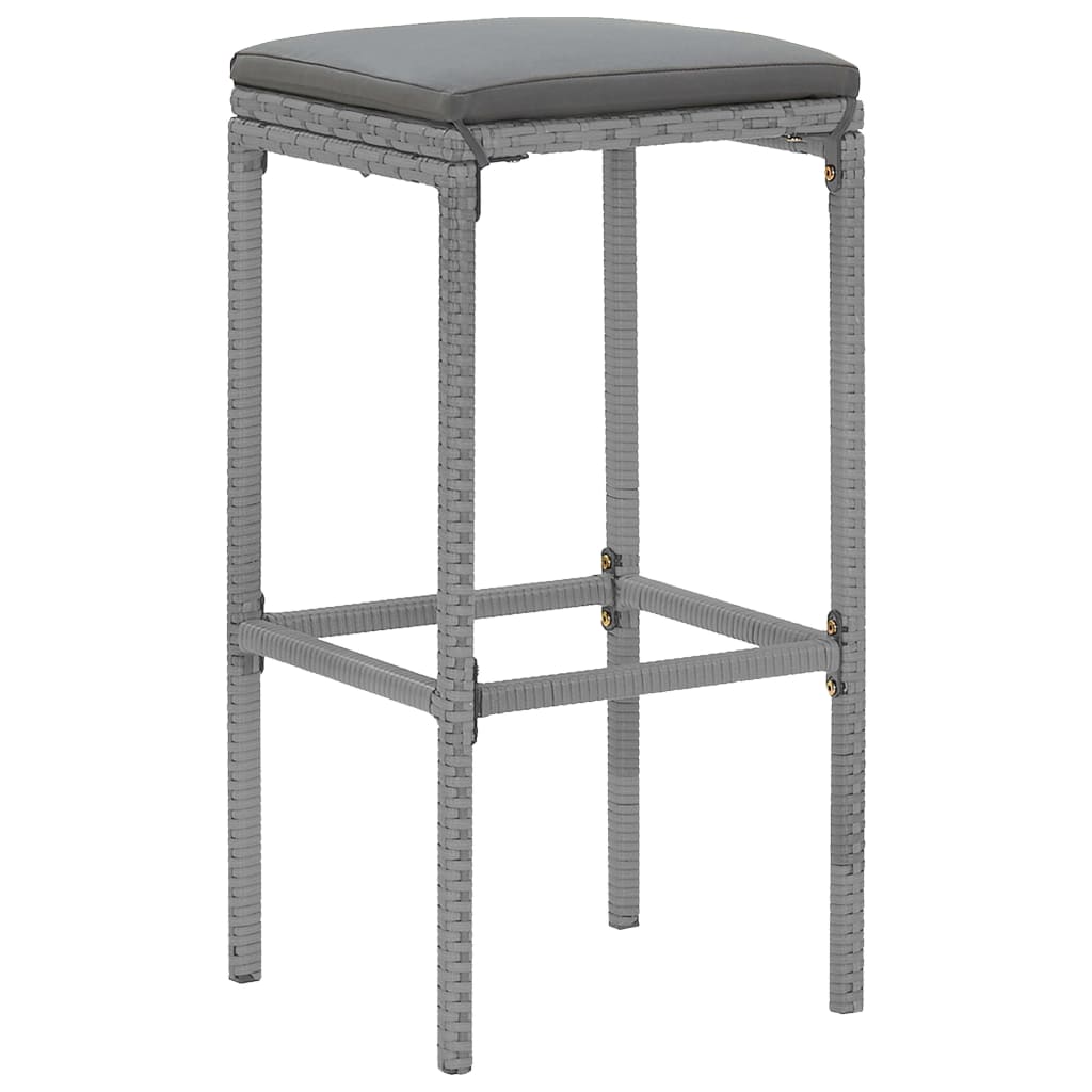 7 piece Garden Bar Set with Cushions Grey Poly Rattan