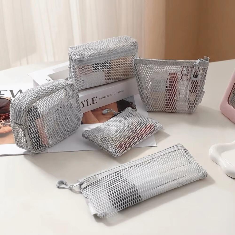 Square Transparent Storage Bag Breathable Mini Zipper Coin Purse Cosmetic Bag Office Organization