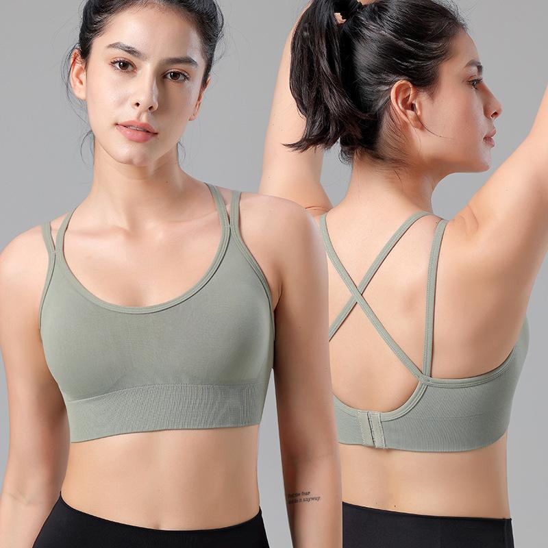 Cross Back Adjustable European and American Sports Hoopless Hygroscopic Yoga Fitness Large Sports Bra