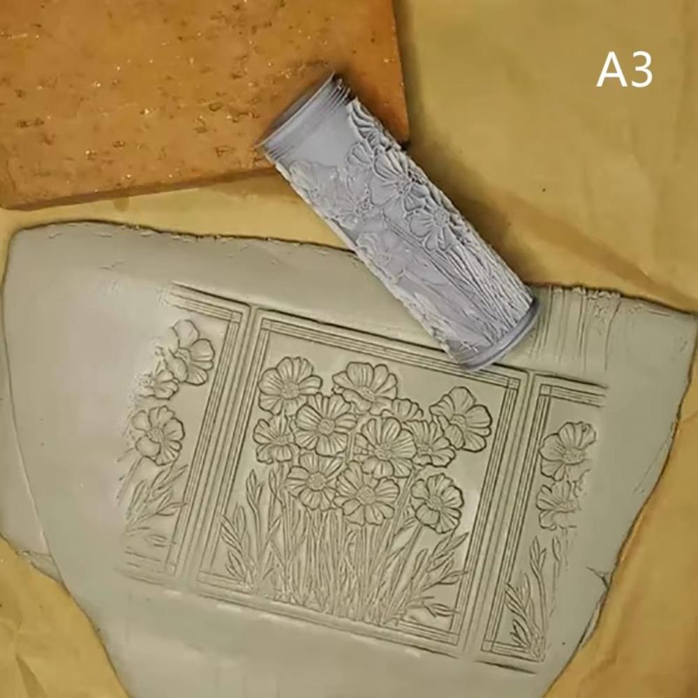 DIY Clay Tile Roller Pottery Tools Creative 3D Printed Clay Texture Rollers Handicrafts Handmade