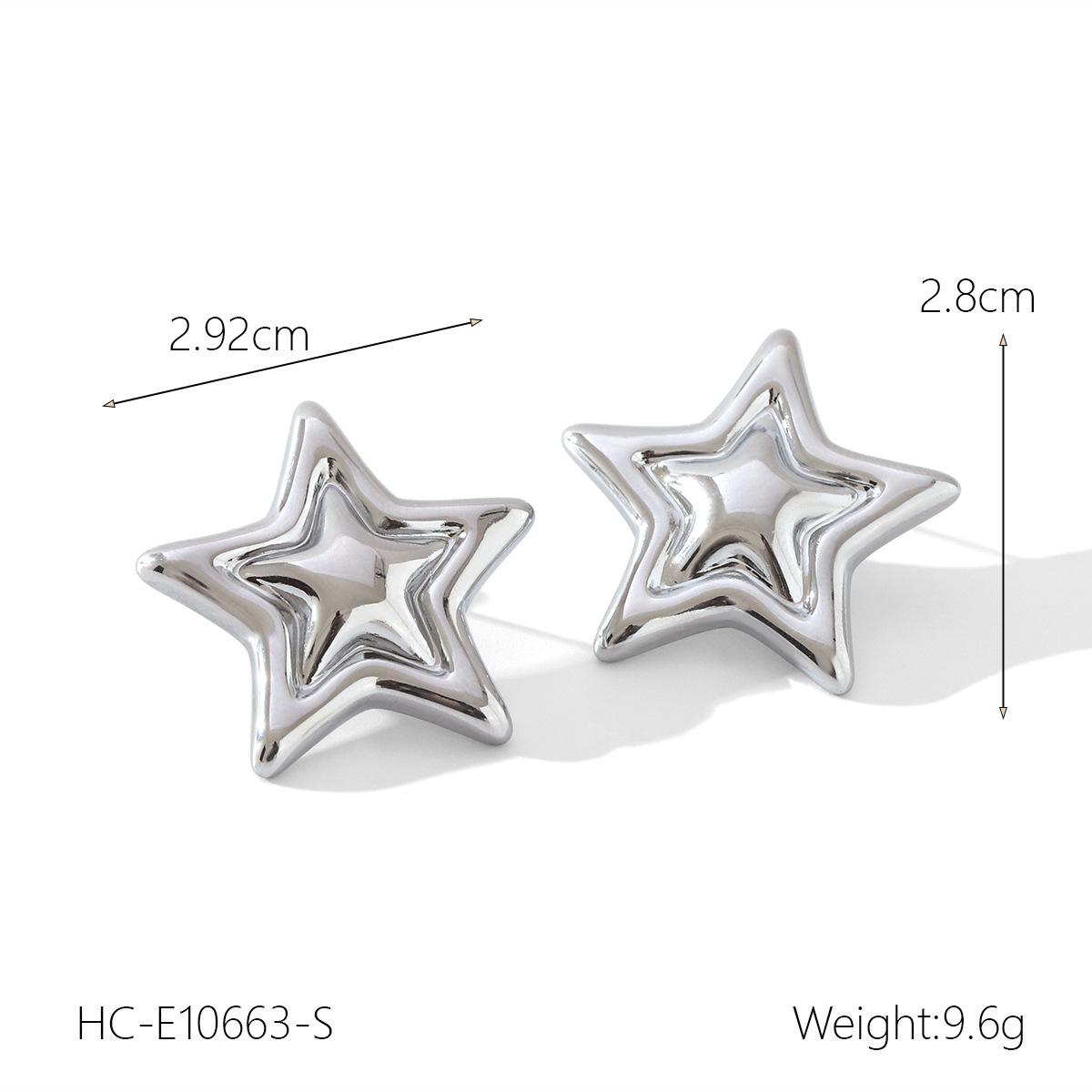 

Euro-American Ins style enamel star earrings, stainless steel pentagram studs, women s light luxury versatile ear jewelry срібний