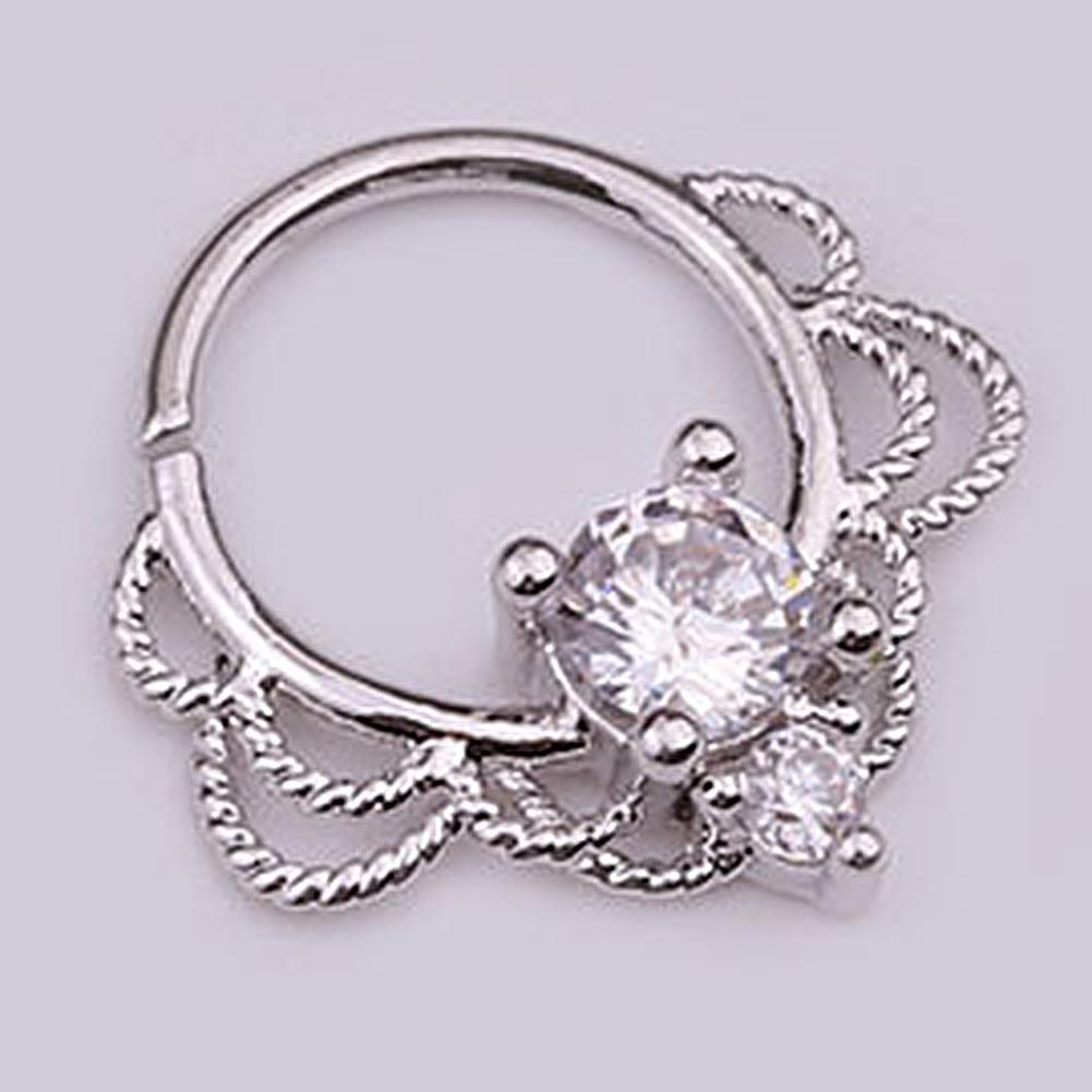 1Pc Women Cubic Zirconia Inlaid Nose Ring Helix Earring Hoop Piercing Jewelry