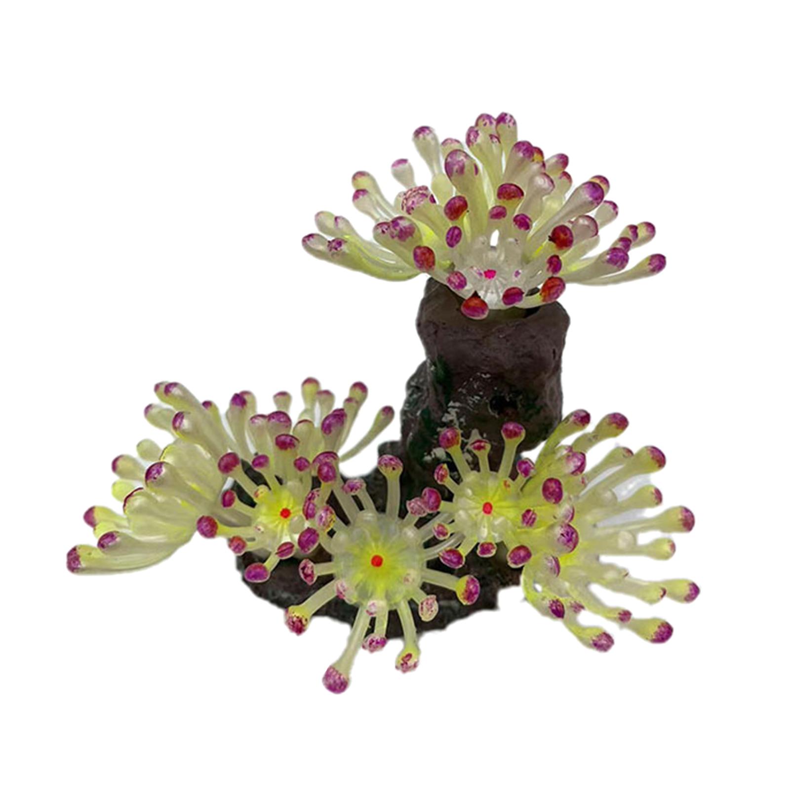 Glass Aquariums Ornament Noctilucent Coral TPR Coralreef Fish Tanks Decoration Aquatics Pet Micro Landscaping Figurine светло-желтого