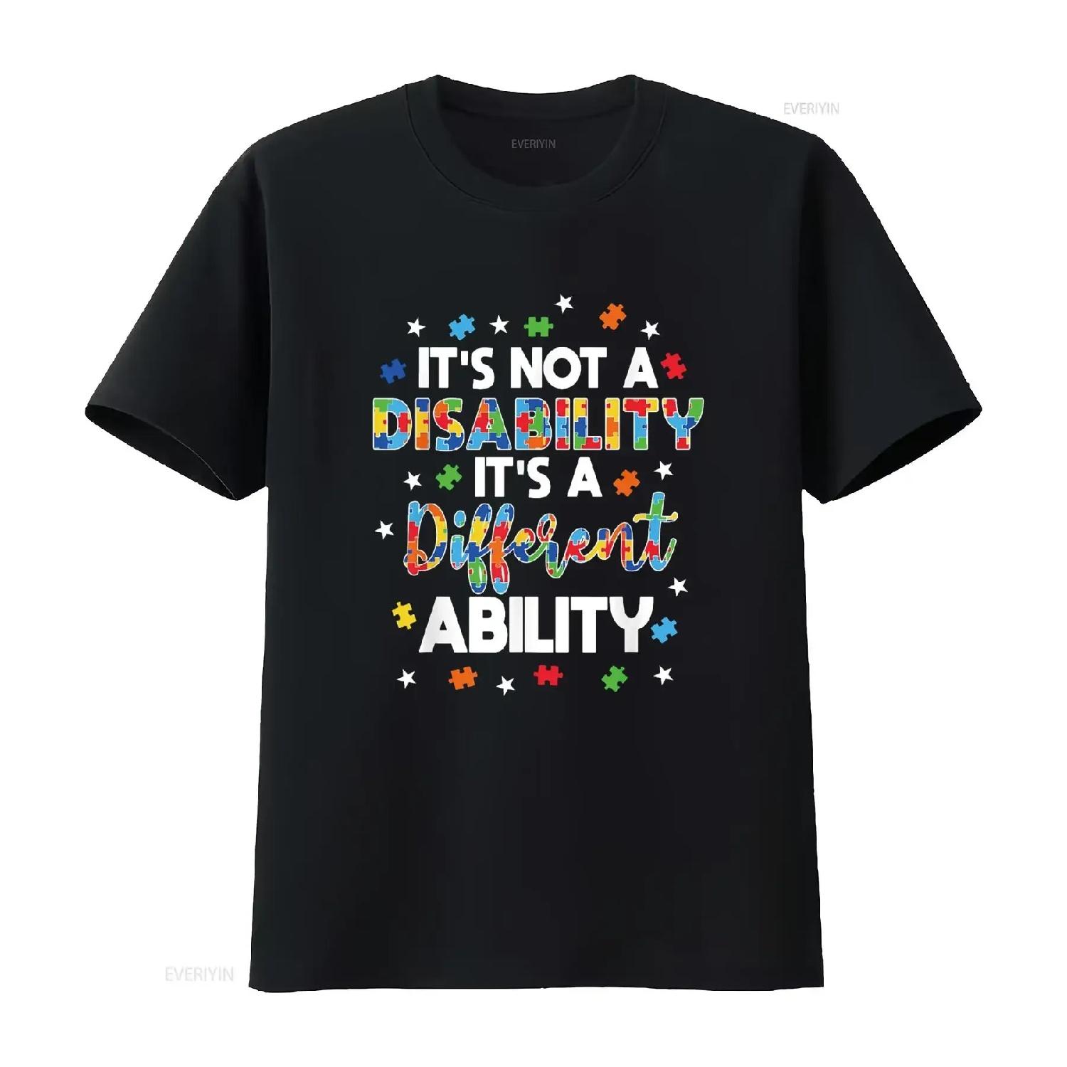 It s Not A Disability Different Ability Autism T Shirt vintage Washed Comfortable designer clothes Slightly Casual Stretched S