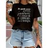 Plus Size - Plus Size - A Fashionable Casual Round-Neck T-Shirt for Women In Plus Size, Featuring The Slogan In French: 'I Speak with My Eyes