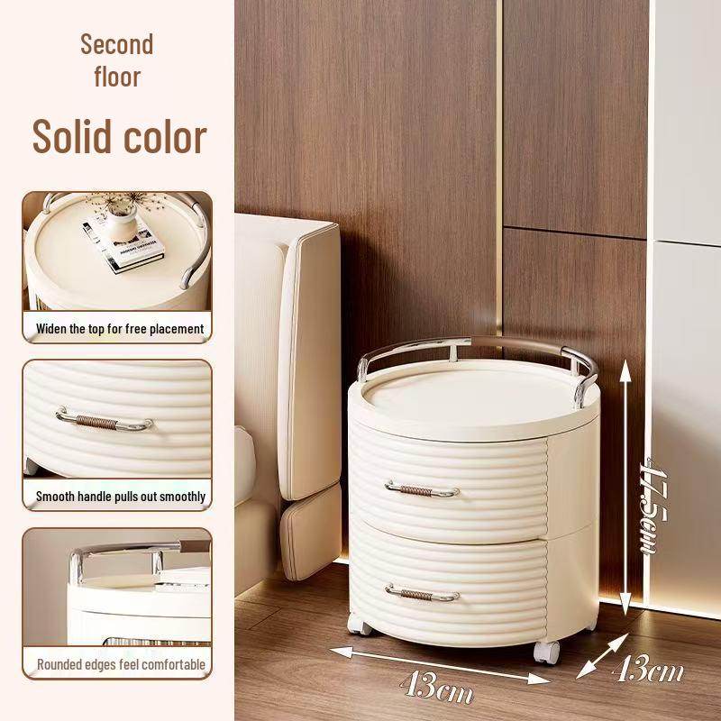 Round Storage Cabinet with Shelves and Drawers