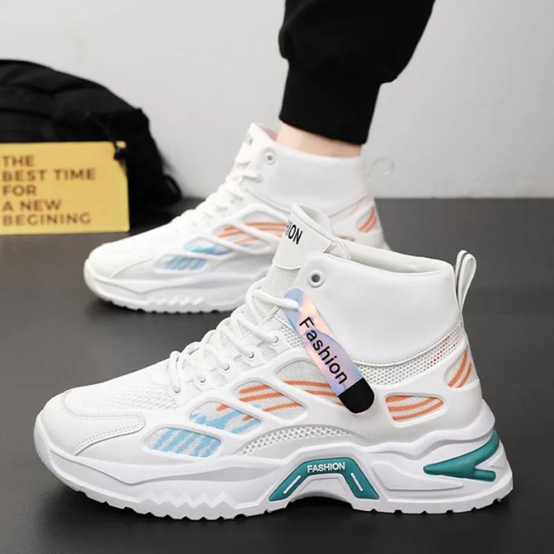 Herren High Top Sneaker Sommer Atmungsaktiv Luftkissen Laufschuhe Männliche Stiefeletten Modedesigner Rutschfeste Tennisschuhe 2024