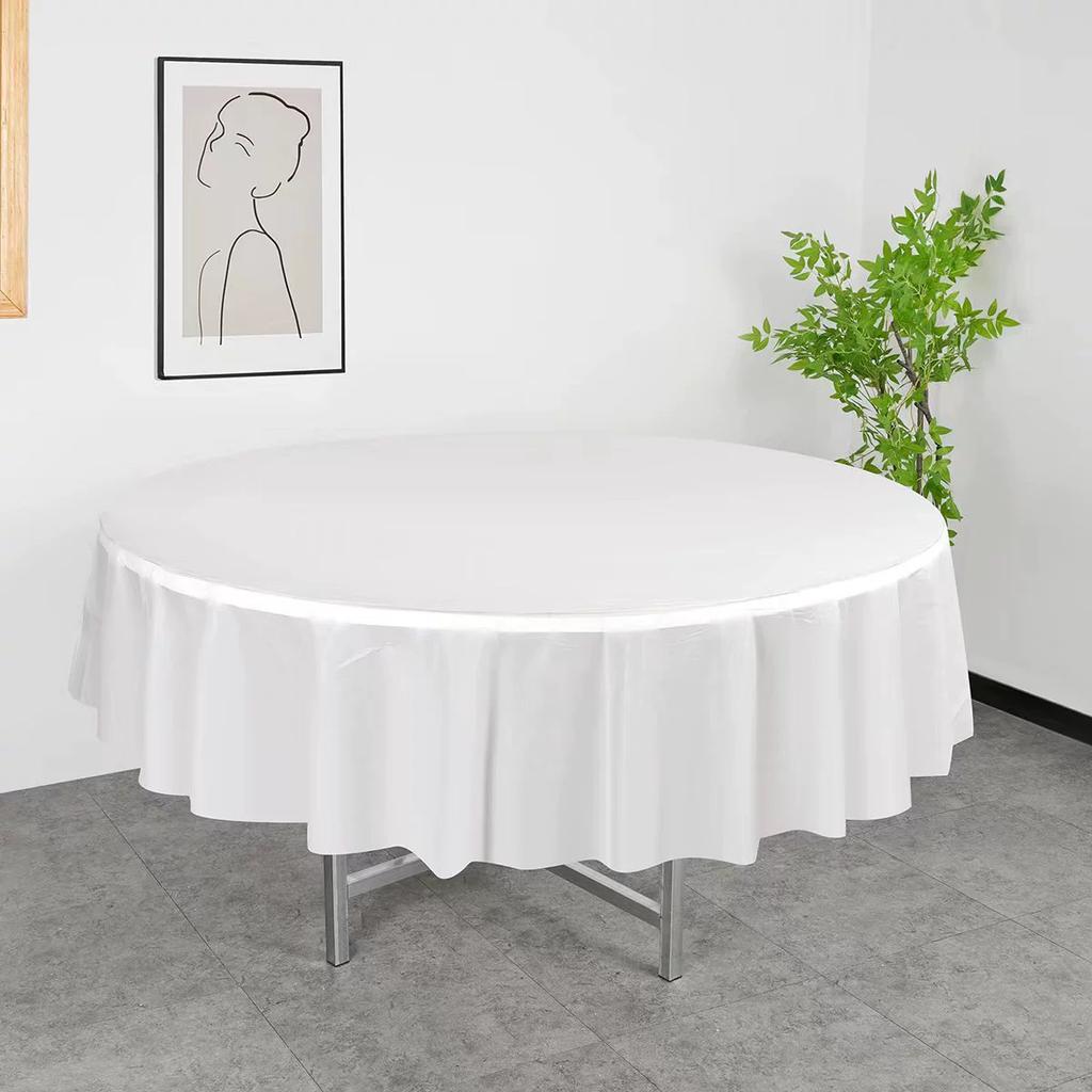 4er-Pack Premium Einweg-Plastiktischdecke 84" Runde Tischabdeckung für Geburtstage, Hochzeiten, Weihnachten, Jubiläen