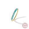 S925 Sterling Silver Turquoise Pearl Ring Vintage Simple Ring Trendy Premium Women'S Ring Ring