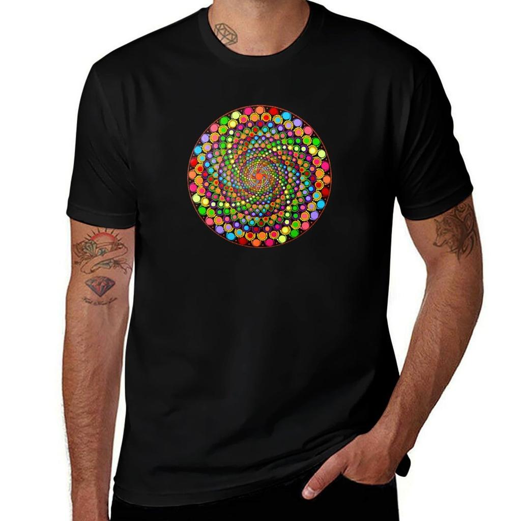 Mandala Polychromatic Wheel Tshirt Big Size Short Sleeve Casual Top