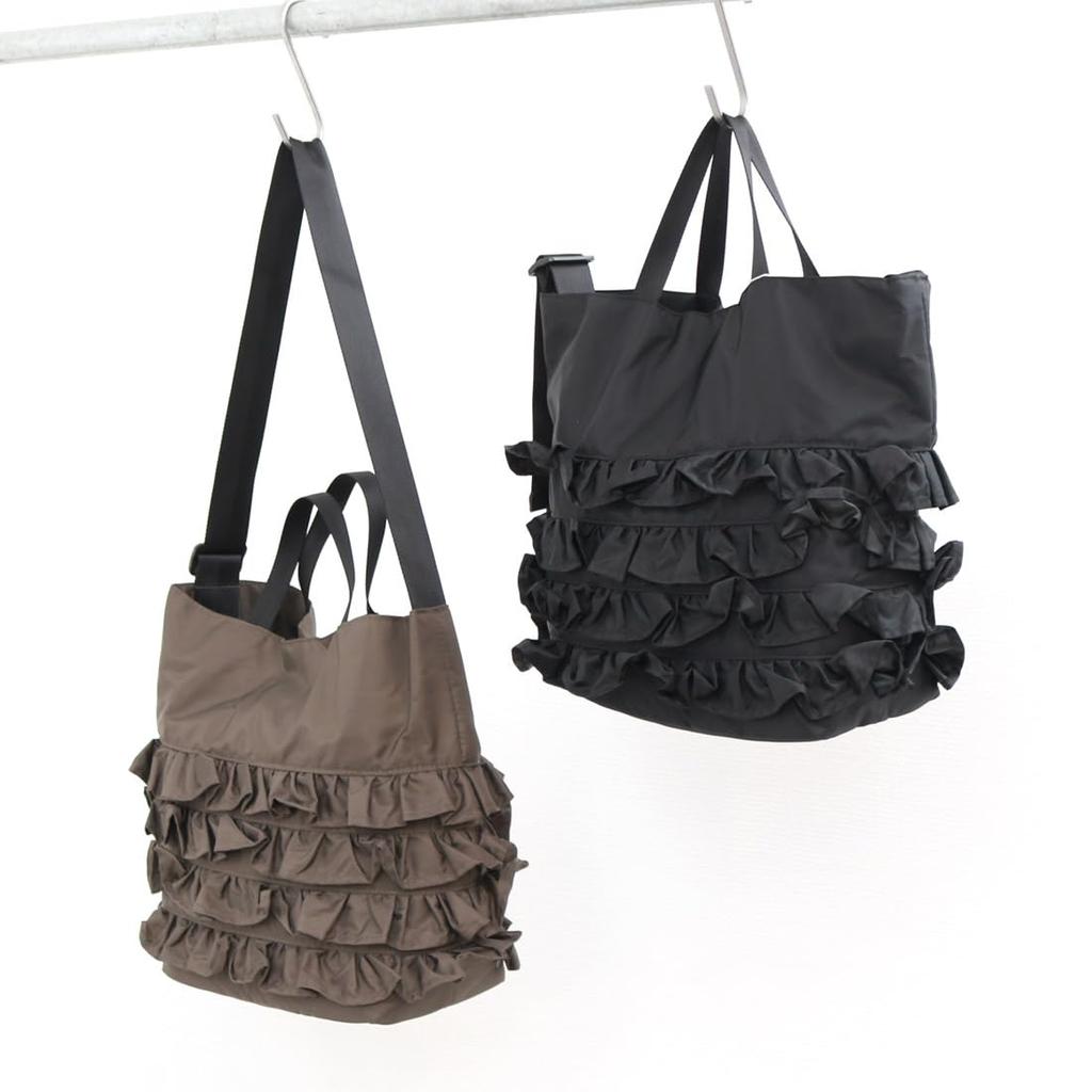 Nylon Ruffle 2-way Tote Bag