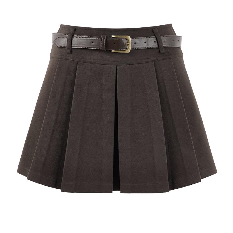 Qiusui Yiren Pleated A-Line Short Skirt