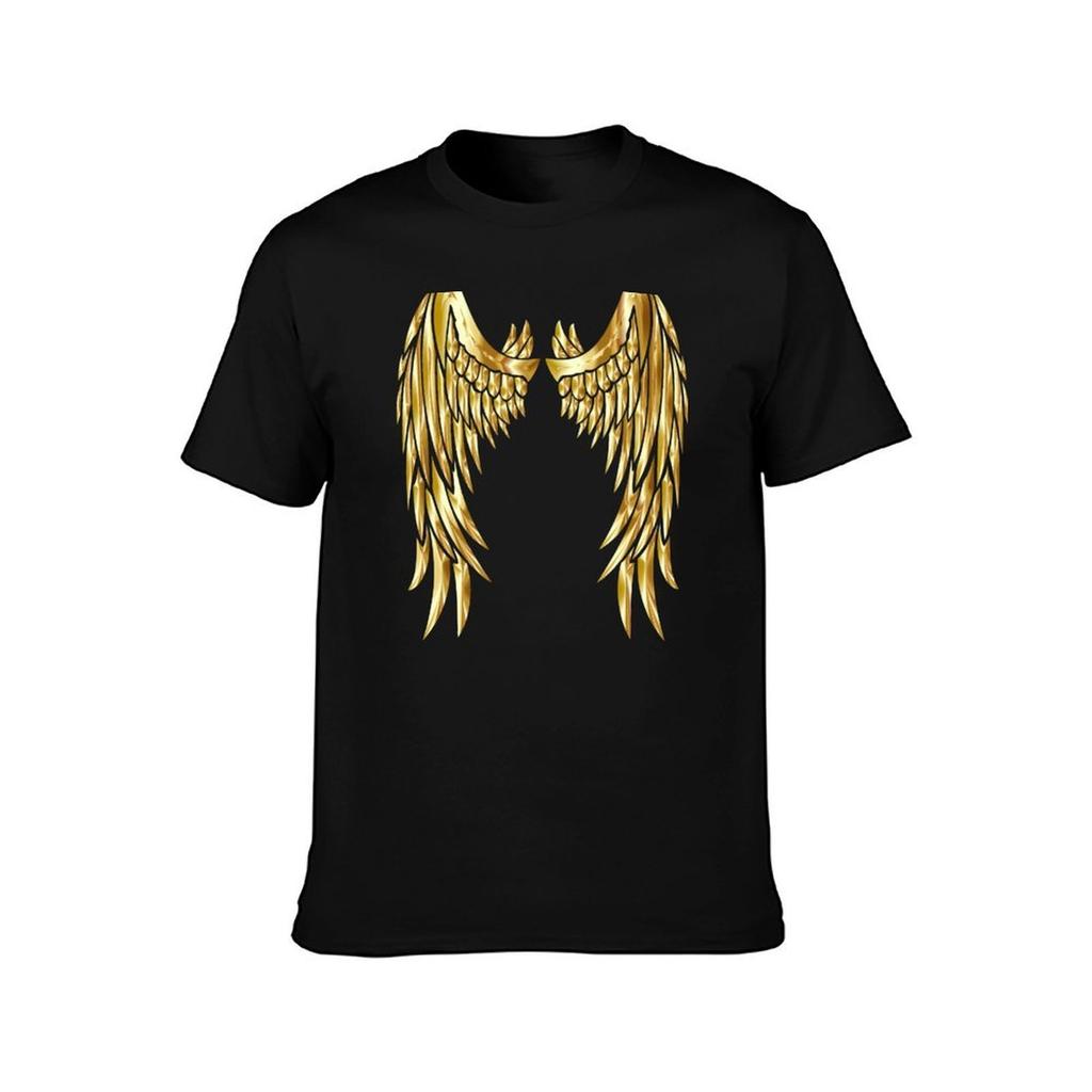 Gold Angel Wings TShirt Abstract Pattern Print Top