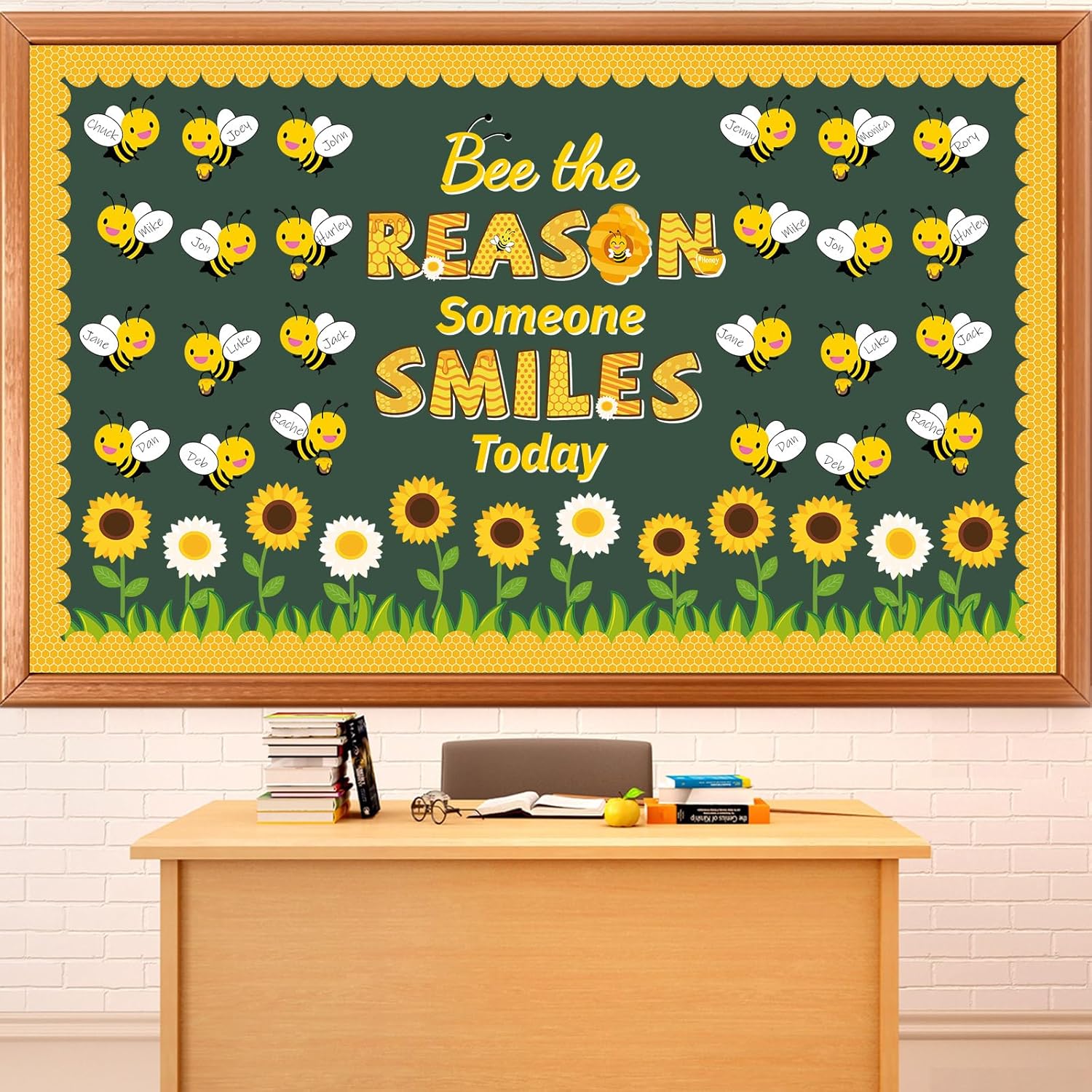 Bee Classroom Bulletin Board Decoration Bee The Reason Someone Smiles Today Bulletin Board Set Decor Fall Sunflower Cutouts Back to School Bee The Reason Someone Sm