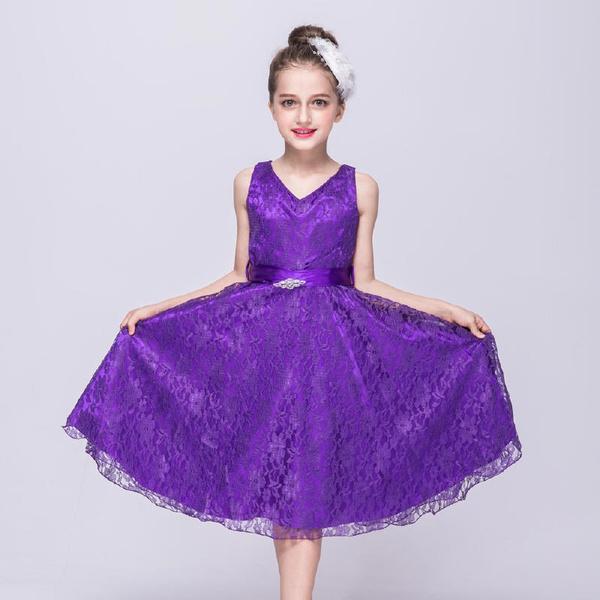 New Girls Party Prom Dress Children Lace Flower Children Girls Elegant Wedding Ceremony Birthday Dresses Teen Prom Dresses