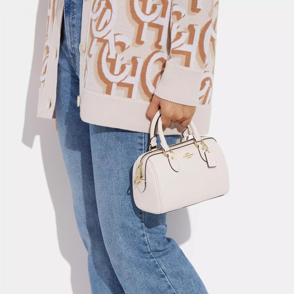 Coach Rowan 18 Metal Logo Zipper Closure Recycled Leather Handheld Shoulder Crossbody Bag Small Women Bags White CV404-IMCHK