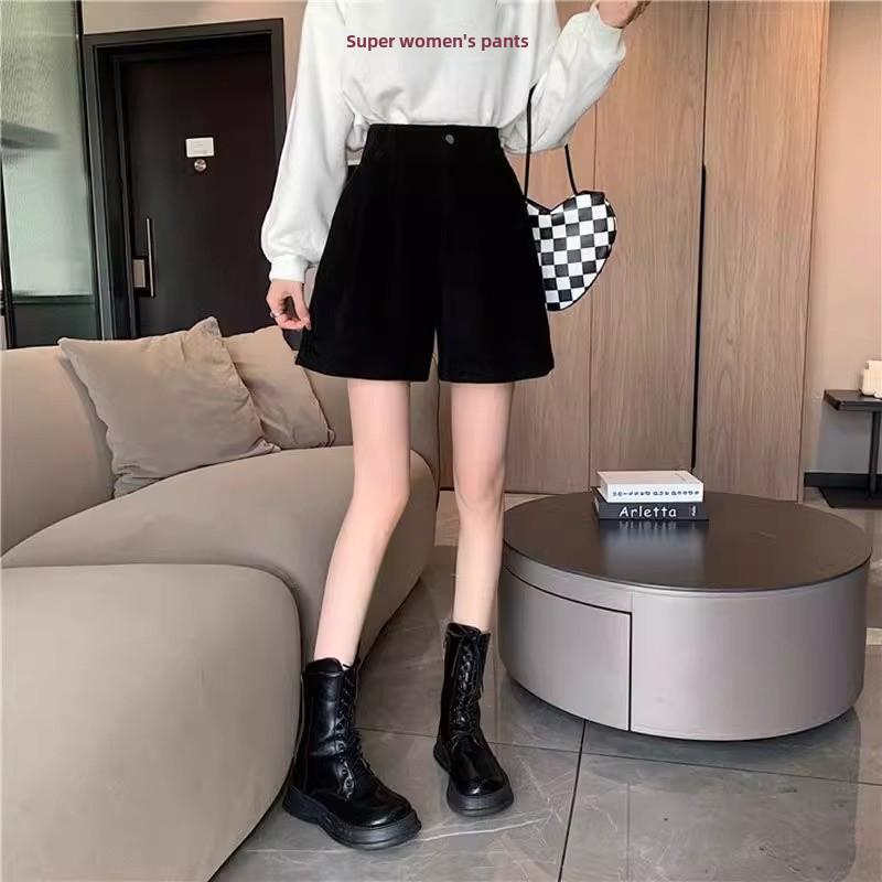 Women's High-Waist Corduroy A-Line Shorts - Autumn/Winter 2023 Collection: Slim, Retro, Casual Style