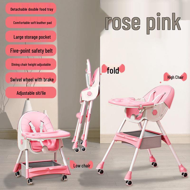Multifunctional Foldable Baby High Chair: Portable, Rocking, and Dining Chair for Growing Children
