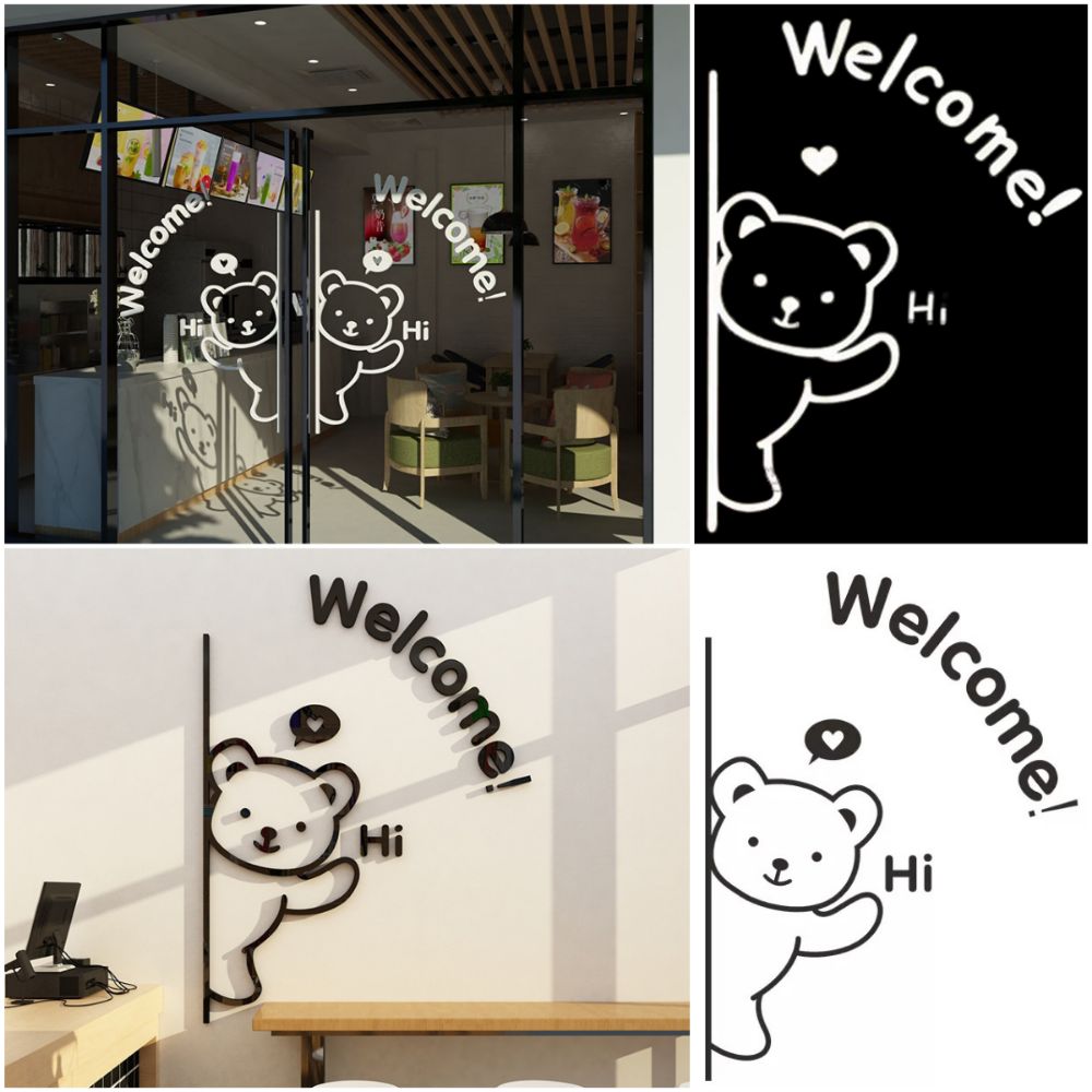 Shopwindow Sticker Door Decals Black White Embossed Wallpaper Welcome Wall Stickers  Glassdoor