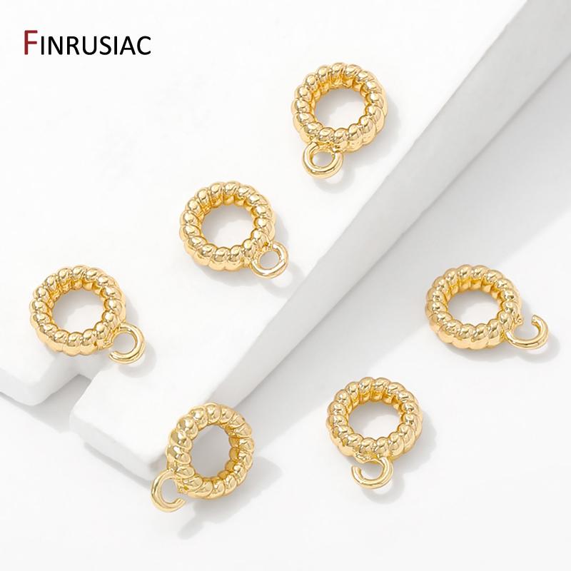 14K Gold Plated Brass Round Pendant Bail Beads Connectors,Bails For Pendants Jewelry,DIY Necklace Bracelets Making Findings