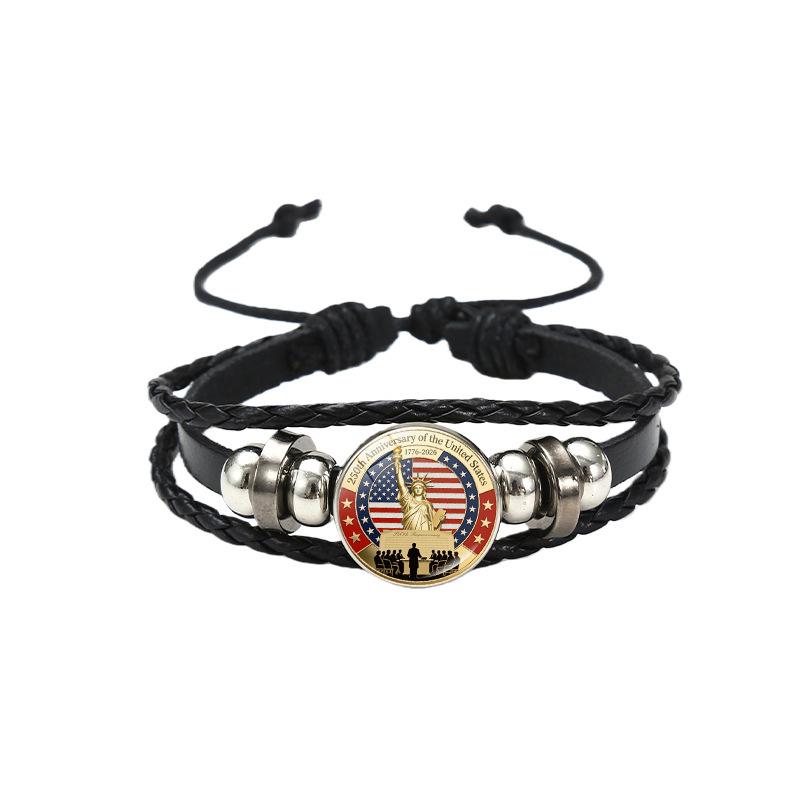Liberty Bell Bracelet Stylish Patriotic Wristband American Flag Jewelry Braided Statue Of Liberty Bracelet For History Veterans