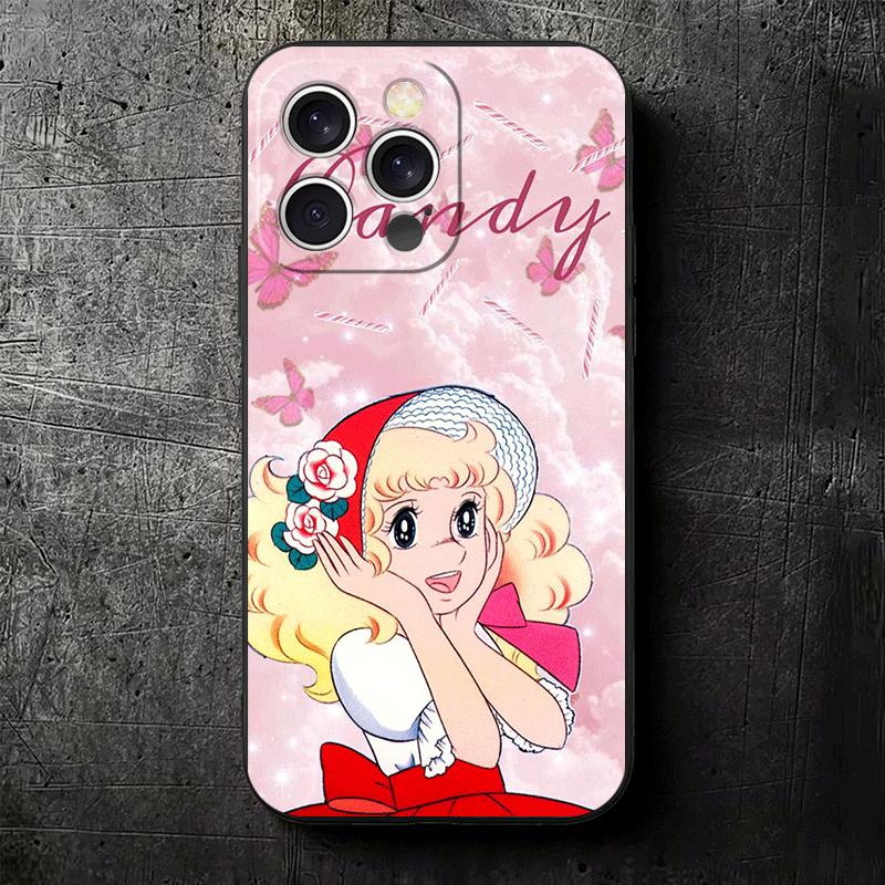 Anime Candy Candy Soft Phone Case for iPhone 16 16E 17 Air 15 Pro Max 14 Plus 13 Mini 11 12 7 Black Cover Back Shell