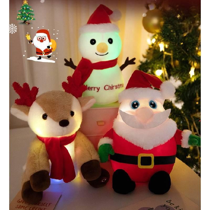 Snowman Glowing Elk Santa Claus Plush Toy Cartoon Stuffed Doll Decoration Gift