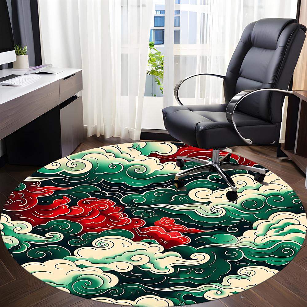 1PC Clouds, Traditional Pattern Office Round Rug, Non slip, Soft and Durable Office Rug for Interior Decoration, Perfect for Office