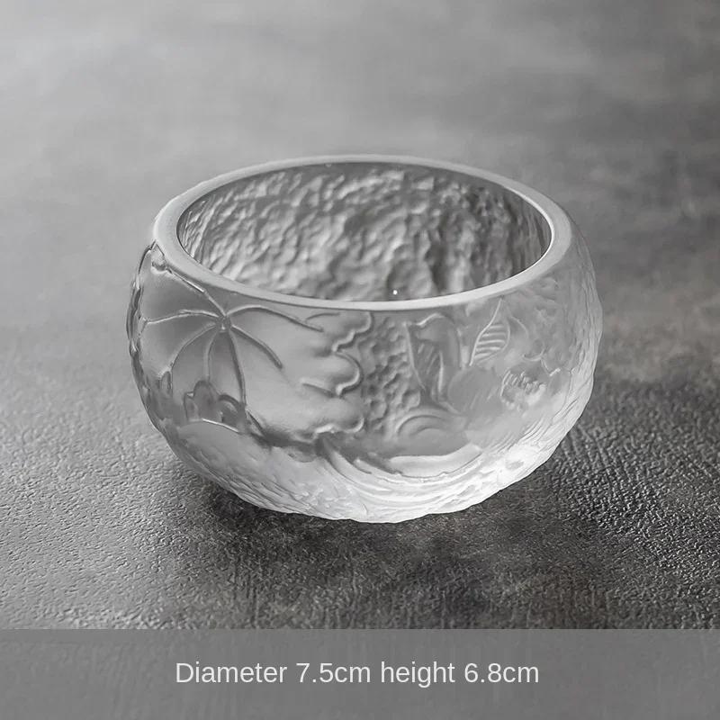 

Japanese-Style Frozen Burning Glass Cup Crystal Glasses Master Cup Teacup Single Tea Cup Kung Fu Small Tea Bowl 200ml