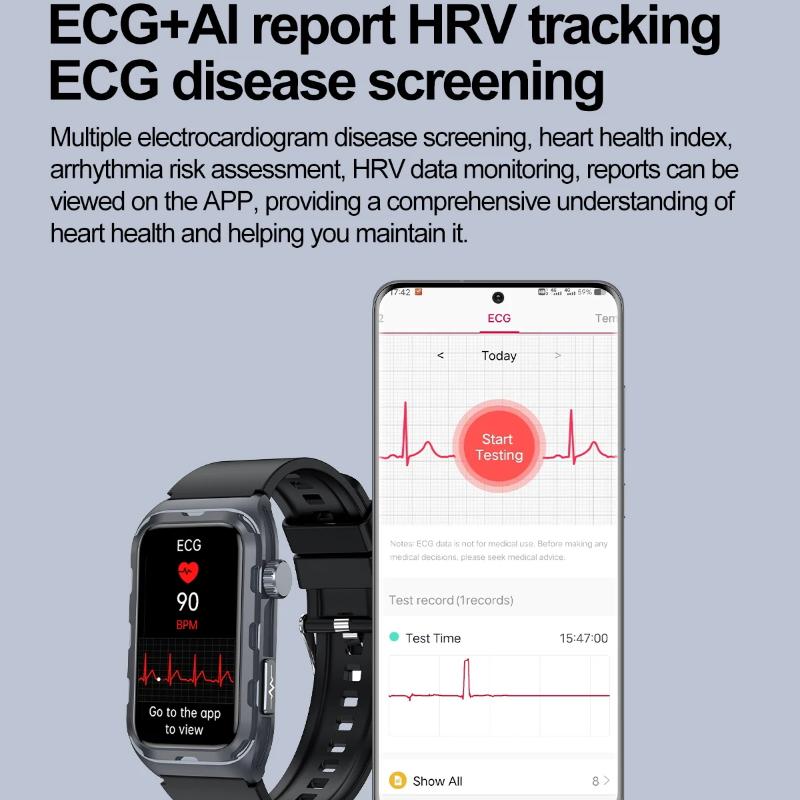 2025 Νέο Έξυπνο Ρολόι Μικροφυσικής Εξέτασης με Θεραπεία Παλμών Άνδρες ΗΚΓ+PPG Οξυγόνο Αίματος Λίπος Αίματος Αρτηριακή Πίεση Βραχιόλι Υγείας