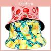 Tropical Fruits Reversible Fisherman Hat In Polyester For Summer Outdoor Sun Protection Characters Included)