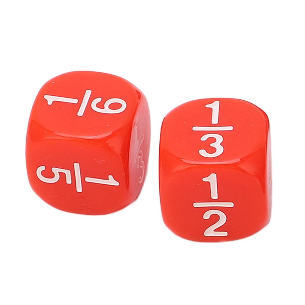 20Pcs Fraction Dice Class Set Plastic 6 Sided Multi Faceted Table Game Accessories for Kids Math Practice