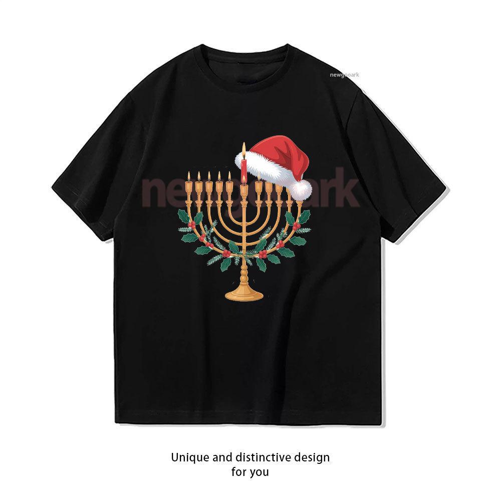 Happy Hanukkah Menorah Jewish Xmas Chanukah Family Matching TShirt Woman Man Cotton Casual Vintage Graphic T Shirts Ropa Hombre