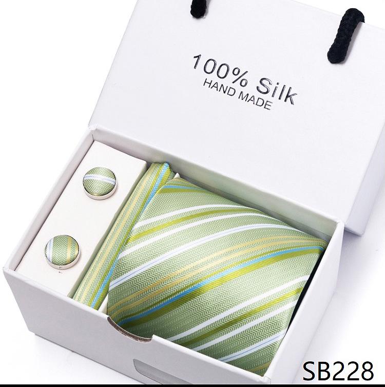 Men's 1200-Needle High-Density Business Stripe & Paisley Tie Set - 6 Piece Groom & Wedding Gift Box