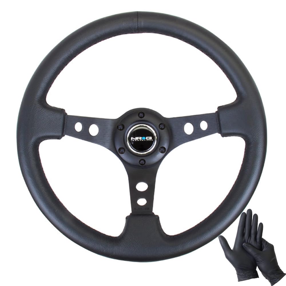 

NRG RST-006 Reinforced Steering Wheel, Black, 350mm, with Warranty and GO Nitrile Gloves (Black)
