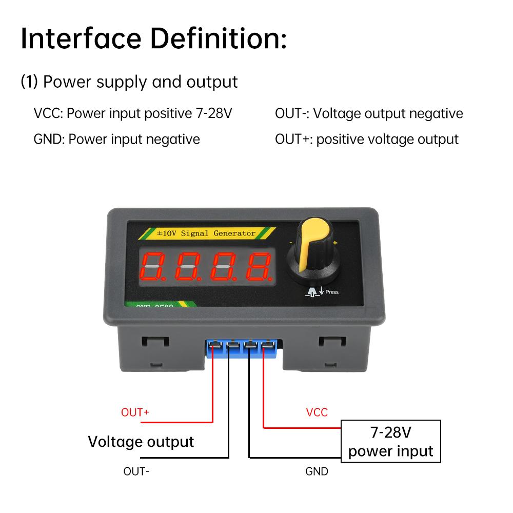 DC 7-28V Four Digit Digital Voltage Source Analog Signal Generator PLC DAC Analog Output Adjustable ± 10V+5V/0-10V
