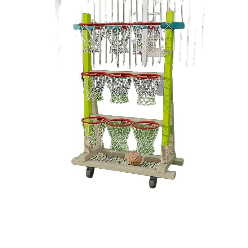 Kids Outdoor Toy Set: Wooden Basketball Hoop, Ring Toss, Sandbags, Bow & Arrow for Sensory Play