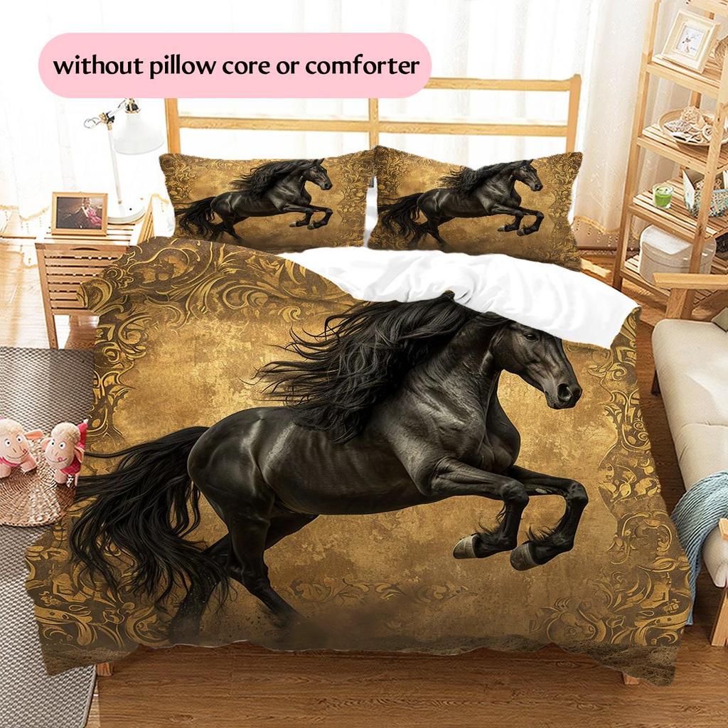 1PC Horse Bedding Quilt Set Quilt Cover Pillowcase Home Decoration Birthday Gift (1 * duvet cover + 2 * pillowcase, without core)