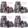 4Pcs/set Anime Demon Slayer Printed Backpack with 750Ml Water Bottler for Teenager Student Girl Boy Large Capacity Waterproof Bookbag Gift