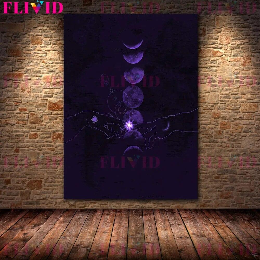 Mysterious Moon Phase Wall Art Canvas Painting Abstract Witchcraft Wicca Witch Art Poster And Print For Living Room Decoration No Frame
