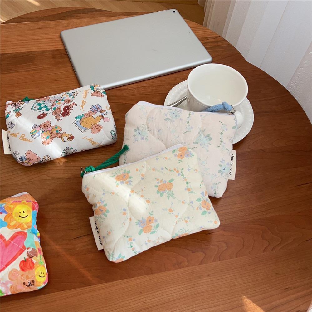 

Cotton Coin Pouch Quilting Sanitary Napkins Storage Pouch Portable Lipstick Bags Women