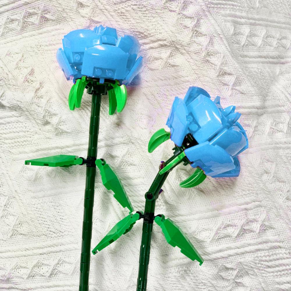 64 Styles Rose Flower Building Block Flower Eternal Bouquet Prickly Pear Model Plant Decoration Educational Toy For Kids Gift