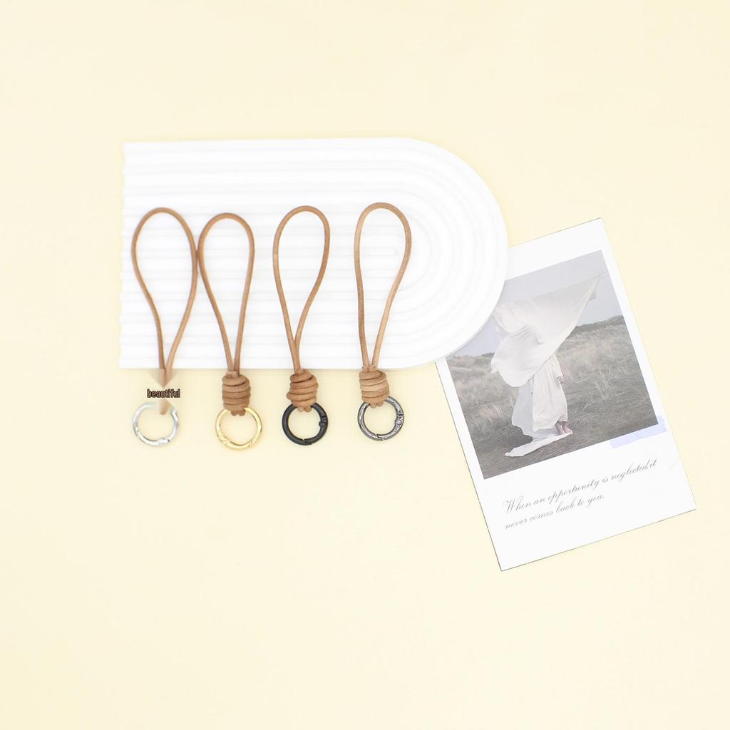 DIY Cowhide Keychain Pendant: Creative Woven Wrist Rope & Car Ornament Accessory