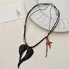 Sturdy Alloy Black Wing Necklace Featuring Tarnish Resistant Coating And Adjustable Length For Personalized Fit